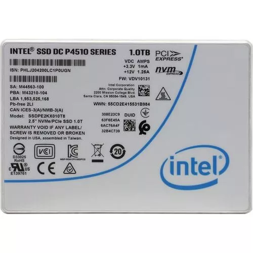 SSD Intel DC P4510 1TB 1.08 DWPD (SSDPE2KX010T81V)