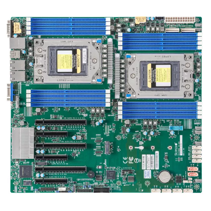 Материнская плата Supermicro H12DSI-N6(EATX, 2x CPU 7002/7003, 16DIMM, 3x PCI-E x16, 1x M2, 2x 1GBe RJ45, 2x NVMe SlimSAS x8, IPMI 2.0)