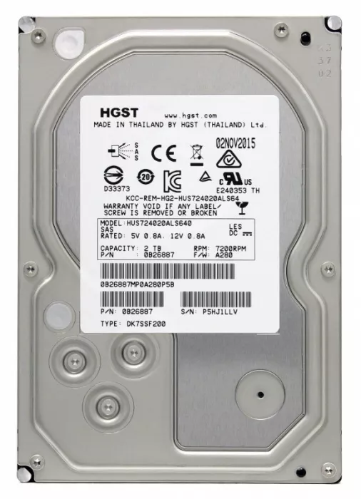 Жесткий диск 2TB HDD 3.5" SAS 6GB/s HGST (HUS724020ALS640)