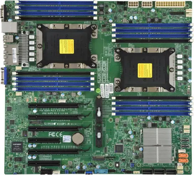 Материнская плата Supermicro X11DPI-NT (EATX, 2х CPU 2rd, 16DIMM, 4x PCI-E x16, 1x M2, 2x 1GBe RJ45, 14x SATA3, IPMI 2.0, C622)